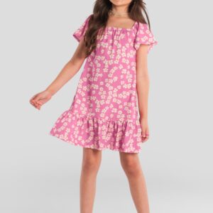 Vestido infantil menina com flores Brandili