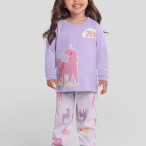 Pijama infantil menina de unicórnio brilha no escuro Brandili