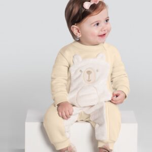 Macacão bebê com aplique bordado